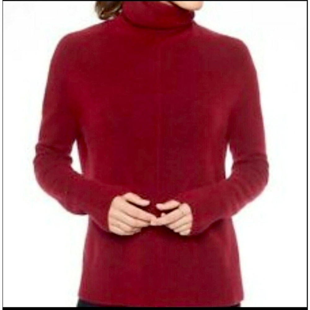 Athleta Merino Wool blend Oversized Turtleneck Sweater XS Red